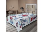 Abakuhaus Lenzuolo Nautico, Simboli Marini, Gabbiani, Bussola, Festività Infantili, Design Con Conchiglie, Lenzuolo Morbido E Confortevole Per Un Letto Decorativo, 1 Pezzo, 190 Cm X 100 Cm, Blu E Rosso