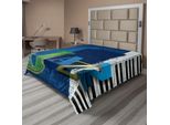 Abakuhaus Lenzuolo Con Motivo Jazz, Sfondo Jazz, Chiavi Di Violino, Stampa A Tema Musicale, Lenzuolo Morbido E Confortevole Per Un Letto Decorativo, 1 Pezzo, 266 Cm X 260 Cm, Bianco E Verde
