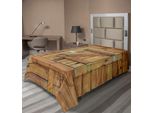 Abakuhaus Lenzuolo Con Persiane, Persiane In Legno Stampa Con Motivo Classico Paesaggistico, Lenzuolo Morbido E Confortevole Per Un Letto Decorativo 1 Pezzo 260 Cm X 168 Cm, Marrone Marrone Chiaro