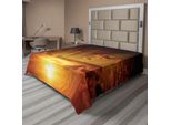 Abakuhaus Lenzuolo Wolken, Drammatico Tramonto Infuocato Cielo Crepuscolo Quotidiano Rotazione Immagine Mistica, Morbido E Confortevole Lenzuolo Superiore Per Un Letto Decorativo 1 Pezzo 266 Cm X 260 Cm, Arancione