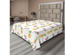 Abakuhaus Lenzuolo Con Motivo Ananas, Ananas E Anguria, Motivo Minimalista, Acquerello Pastello, Lenzuolo Morbido E Confortevole Per Un Letto Decorativo, 1 Pezzo, 260 Cm X 228 Cm, Multicolore