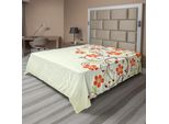 Abakuhaus Lenzuolo Con Coccinelle, Cornice Floreale Con Piccole Coccinelle E Motivo Primaverile A Spirale, Lenzuolo Morbido E Confortevole Per Un Letto Decorativo 1 Pezzo 260 Cm X 228 Cm, Verde Pallido Rosso
