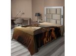 Abakuhaus Lenzuolo Naturale, Alba Su Rocce Solitarie In Un Lago Tranquillo, Riflessi Del Sole Sul Cielo, Morbido E Confortevole Lenzuolo Superiore Per Un Letto Decorativo 1 Pezzo 190 Cm X 100 Cm, Multicolore