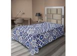 Abakuhaus Lenzuolo Marocchino, Mix Ispirato Alle Piastrelle Marocchine In Tonalità Moderne Con Stampa Grafica, Lenzuolo Morbido E Confortevole Per Un Letto Decorativo 1 Pezzo 190 Cm X 100 Cm, Grigio Blu