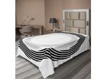 Abakuhaus Spiers Lenzuolo, Elemento Circolare Astratto Con Anelli Concentrici Intrecciati Simplistic Artwork, Lenzuolo Morbido E Confortevole Per Un Letto Decorativo 1 Pezzo 260 Cm X 168 Cm, Nero
