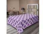 Abakuhaus Lenzuolo Viola, Stile Retrò, Innovativo Motivo Quadrato Astratto, Stampa Grafica Dal Design Moderno, Lenzuolo Morbido E Confortevole Per Un Letto Decorativo, 1 Pezzo, 260 Cm X 168 Cm, Viola E Bianco
