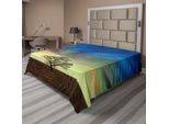 Abakuhaus Lenzuolo Con Albero, Unico Albero Sotto Un Cielo Colorato E Surreale, Arte Primaverile, Lenzuolo Morbido E Confortevole Per Un Letto Decorativo, 1 Pezzo, 275 Cm X 260 Cm, Marrone E Blu