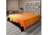 Abakuhaus Lenzuolo Con Uccelli, Migrazione Degli Uccelli Sul Deserto, Panorama Autunnale Al Tramonto, Stampa Serale, Lenzuolo Morbido E Confortevole Per Un Letto Decorativo, 1 Pezzo, 266 Cm X 260 Cm, Arancione E Nero.