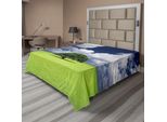 Abakuhaus Lenzuolo Naturale, Albero Secolare Su Un Ampio Prato, Nuvole Soffici, Stampa Estiva Soleggiata, Lenzuolo Morbido E Confortevole Per Un Letto Decorativo, 1 Pezzo, 244 Cm X 205 Cm, Verde Blu