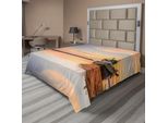 Abakuhaus Lenzuolo Nautico, Vessel Esposizione Prolungata Foto Drammatica Solitudine Solitudine Crepuscolo Tema, Morbido E Confortevole Lenzuolo Superiore Per Un Letto Decorativo 1 Pezzo 275 Cm X 260 Cm, Blu