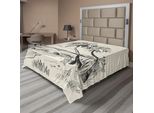 Abakuhaus Lenzuolo Con Stampa Palma, Disegno Della Palma Da Cocco Su Spiaggia Tropicale Sabbiosa, Stampa Esotica Dell'oceano, Lenzuolo Morbido E Confortevole Per Un Letto Decorativo, 1 Pezzo, 275 Cm X 260 Cm, Nero Crema