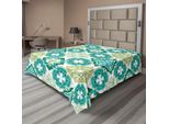 Abakuhaus Lenzuolo Marocchino, Motivo Geometrico Diagonale Con Triangoli Color Mattone, Lenzuolo Morbido E Confortevole Per Un Letto Decorativo, 1 Pezzo 260 Cm X 228 Cm, Verde Acqua Bianco