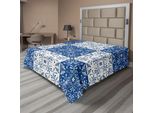 Abakuhaus Lenzuolo Marocchino, Mosaico Turco-Portoghese, Motivo Ceramico, Stile Country, Immagine Vintage, Lenzuolo Morbido E Confortevole Per Un Letto Decorativo, 1 Pezzo, 244 Cm X 205 Cm, Blu Navy E Bianco.