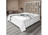 Abakuhaus Lenzuolo Con Illustrazione Di Un Albero Autunnale Con Stampa Naturale Mistica E Drammatica, Lenzuolo Morbido E Confortevole Per Un Letto Decorativo 1 Pezzo 260 Cm X 228 Cm, Bianco Nero