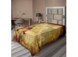 Abakuhaus Lenzuolo Arancione Bruciato, Doppia Esposizione R Sfondo Shaggy Retrò Consumato Con Disegno Di Fiori E Nuvole, Lenzuolo Morbido E Confortevole Per Un Letto Decorativo 1 Pezzo 190 Cm X 100 Cm, Arancione Chiaro