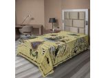 Abakuhaus Lenzuolo Con Bussola, Antico Disegno Discovery Pirate Wave Bussola Navigazione Tema Geografico, Morbido E Confortevole Lenzuolo Superiore Per Un Letto Decorativo 1 Pezzo 190 Cm X 100 Cm, Beige Rosso Grigio
