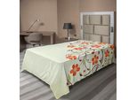 Abakuhaus Lenzuolo Con Coccinelle, Cornice Floreale Con Piccole Coccinelle E Motivo Primaverile A Spirale, Lenzuolo Morbido E Confortevole Per Un Letto Decorativo 1 Pezzo 260 Cm X 168 Cm, Verde Pallido Rosso