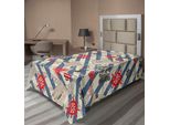 Abakuhaus Lenzuolo Nautico, Motivo Marino Forme Diagonali E Strisce Marine Nautica, Morbido E Confortevole Lenzuolo Superiore Per Un Letto Decorativo 1 Pezzo 260 Cm X 168 Cm, Beige Rosso Blu