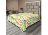Abakuhaus Lenzuolo Angolare, Disegno Geometrico Colorato A Zig Zag, Caratteristiche Antimacchia, Grafica Moderna Militare, Lenzuolo Morbido E Confortevole Per Un Letto Decorativo, 1 Pezzo, 244 Cm X 205 Cm, Multicolore