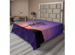 Abakuhaus Lenzuolo Naturale, Quercia Al Tramonto, Inverno, Neve, Campo, Foresta Sempreverde, Scenario Serale, Lenzuolo Morbido E Confortevole Per Un Letto Decorativo, 1 Pezzo, 275 Cm X 260 Cm, Viola
