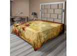 Abakuhaus Lenzuolo Arancione Bruciato, Doppia Esposizione R Sfondo Shaggy Retrò Consumato Con Disegno Di Fiori E Nuvole, Lenzuolo Morbido E Confortevole Per Un Letto Decorativo 1 Pezzo 275 Cm X 260 Cm, Arancione Chiaro