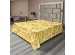 Abakuhaus Lenzuolo Hawaiano, Motivo Floreale Con Ibisco Dorato, Tema Spiaggia Tropicale, Immagine Della Natura Delle Hawaii, Lenzuolo Morbido E Confortevole Per Un Letto Decorativo, 1 Pezzo, 266 Cm X 260 Cm, Giallo E Bianco.