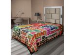 Abakuhaus Lenzuolo Musicale, Simboli Retrò Del Rock'n'Roll, Genere Musicale Grunge, Colori, Motivi Illustrati, Lenzuolo Morbido E Confortevole Per Un Letto Decorativo, 1 Pezzo, 190 Cm X 100 Cm, Multicolore