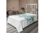 Abakuhaus Lenzuolo Con Conchiglie, Grafica Pastello Con Conchiglie E Altri Elementi Marini, Morbido E Confortevole Lenzuolo Superiore Per Un Letto Decorativo 1 Pezzo 190 Cm X 100 Cm, Bianco Verde