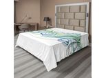 Abakuhaus Lenzuolo Con Conchiglie, Grafica Pastello Con Conchiglie E Altri Elementi Marini, Lenzuolo Morbido E Confortevole Per Un Letto Decorativo 1 Pezzo 266 Cm X 260 Cm, Bianco Verde