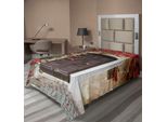 Abakuhaus Lenzuolo Marocchino, Antica Porta Di Legno Circondata Da Fiori Stampa Artistica Medievale Italiana Europea, Morbido E Confortevole Lenzuolo Superiore Per Un Letto Decorativo 1 Pezzo 190 Cm X 100 Cm, Multicolore