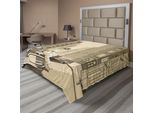 Abakuhaus Lenzuolo Con Musica Jazz, Illustrazione Di Chitarristi In Una Vecchia Strada Di New York, Musica Da Edificio, Panorama Urbano, Lenzuolo Morbido E Confortevole Per Un Letto Decorativo, 1 Pezzo, 244 Cm X 205 Cm, Beige