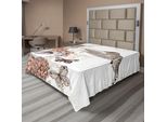 Abakuhaus Lenzuolo Kolibri, Grafica Vintage Con Uccelli E Farfalle Su Sfondo Floreale Ornamentale, Lenzuolo Morbido E Confortevole Per Un Letto Decorativo 1 Pezzo 260 Cm X 228 Cm, Marrone Chiaro