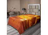 Abakuhaus Lenzuolo Con Uccelli, Formazioni A Forma Di V Che Volano In Un Paesaggio Nuvoloso Con Tramonto, Stampa Cloudscape, Lenzuolo Morbido E Confortevole Per Un Letto Decorativo, 1 Pezzo, 190 Cm X 100 Cm, Arancione
