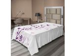 Abakuhaus Lenzuolo Viola, Albero Viola, Fiore Persiano Viola Con Farfalla, Motivo Floreale Decorativo, Lenzuolo Morbido E Confortevole Per Un Letto Decorativo, 1 Pezzo, 260 Cm X 168 Cm, Bianco E Viola