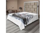 Abakuhaus Lenzuolo Vintage, Vecchia Vela Invecchiata Della Nave Columbus Nell'immaginario Atlantico Viaggio Viaggio Stampa, Morbido E Comodo Lenzuolo Superiore Per Un Letto Decorativo 1 Pezzo 260 Cm X 228 Cm, Multicolore