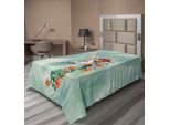 Abakuhaus Lenzuolo Con Colibrì, Un Colibrì Vola Con Un Ramo Fiorito Illustrazione Floreale Naturale, Lenzuolo Morbido E Confortevole Per Un Letto Decorativo 1 Pezzo 260 Cm X 168 Cm, Arancione Verde