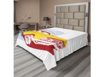 Abakuhaus Lenzuolo Vintage, Grafica Con Auto D'epoca Vintage Personalizzata Da Collezione Su Sfondo Urbano Grunge, Lenzuolo Morbido E Confortevole Per Un Letto Decorativo 1 Pezzo 260 Cm X 228 Cm, Turchese Giallo