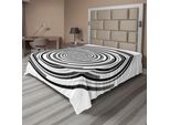 Abakuhaus Spiers Lenzuolo, Stampa Digitale Con Motivo Ipnotico, Design Focalizzato, Cerchio Turbolento, Concetto Cosmico, Computer, Lenzuolo Morbido E Confortevole Per Un Letto Decorativo, 1 Pezzo, 244 Cm X 205 Cm, Nero Grigio