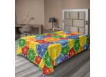 Abakuhaus Lenzuolo Astratto, Dischi Colorati Di Frutta Tropicale Arancione, Divertente Design Artistico, Lenzuolo Morbido E Confortevole Per Un Letto Decorativo, 1 Pezzo 260 Cm X 168 Cm, Verde Blu Giallo