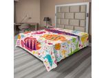 Abakuhaus Lenzuolo Con Animali Marini, Cartoni Animati Con Pesci, Cavallucci Marini, Stelle Marine, Delfini, Coralli, Vita Sottomarina, Bambini, Lenzuolo Morbido E Confortevole Per Un Letto Decorativo, 1 Pezzo, 260 Cm X 228 Cm, Multicolore