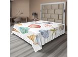 Abakuhaus Lenzuolo Nautico, Collezione Di Vari Tipi Di Conchiglie, Molluschi, Creature Esotiche Estive, Lenzuolo Morbido E Confortevole Per Un Letto Decorativo, 1 Pezzo, 260 Cm X 228 Cm, Multicolore