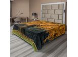Abakuhaus Lenzuolo Con Albero, Un Albero Antico Con Foglie Dorate Nella Foresta Sempreverde Dell'autunno Arte, Lenzuolo Morbido E Confortevole Per Un Letto Decorativo 1 Pezzo 275 Cm X 260 Cm, Terra Giallo Marrone