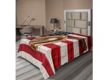 Abakuhaus Lenzuolo Da Baseball, Vintage Baseball League Equipment Usa Grunge Guanto Fielding Tema Sportivo, Morbido E Confortevole Lenzuolo Superiore Per Un Letto Decorativo 1 Pezzo 190 Cm X 100 Cm, Marrone Blu Rosso