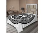 Abakuhaus Lenzuolo Celtico, Albero Della Vita Circolare Nodo Eroico Motivi Naturali Illustrazione, Lenzuolo Superiore Morbido E Confortevole Per Un Letto Decorativo 1 Pezzo 260 Cm X 168 Cm, Bianco E Nero