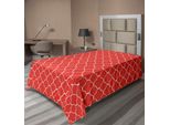 Abakuhaus Lenzuolo Quatrefoil, Motivi Arabeschi, Stampa Floreale Orientale Regale, Lenzuolo Morbido E Confortevole Per Un Letto Decorativo, 1 Pezzo, 260 Cm X 168 Cm, Bianco Vermiglio