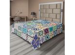 Abakuhaus Lenzuolo Marocchino, Design Patchwork Floreale Con Motivi Arabeschi, Lavoro Artigianale Simbolico Mediterraneo, Lenzuolo Morbido E Confortevole Per Un Letto Decorativo, 1 Pezzo 244 Cm X 205 Cm, Multicolore