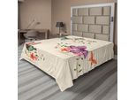 Abakuhaus Lenzuolo A Farfalla, Effetto Acquerello, Ali, Metamorfosi, Foglie, Fiori, Natura, Lenzuolo Morbido E Confortevole Per Un Letto Decorativo, 1 Pezzo, 266 Cm X 260 Cm, Multicolore
