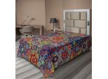 Abakuhaus Lenzuolo Batik, Motivo Paisley Intrecciato Combinato Con Motivi Orientali Femminili, Tema Batik Orientale, Lenzuolo Morbido E Confortevole Per Un Letto Decorativo, 1 Pezzo 190 Cm X 100 Cm, Multicolore