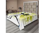 Abakuhaus Lenzuolo Da Baseball, Lanciatore Colpisce La Palla Velocemente Stelle Sopra La Mazza Grafica Forte Della Squadra, Lenzuolo Morbido E Confortevole Per Un Letto Decorativo 1 Pezzo 266 Cm X 260 Cm, Bianco Verde