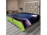 Abakuhaus Lenzuolo Con Albero, Luna Illuminata, Albero, Luna Piena, Galassia, Erba, Illustrazione Creativa E Fantasiosa, Lenzuolo Morbido E Confortevole Per Un Letto Decorativo, 1 Pezzo, 266 Cm X 260 Cm, Verde E Blu Navy